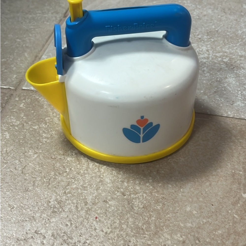 Fisher-Price Blue and Yellow Toy Kettle Vintage
